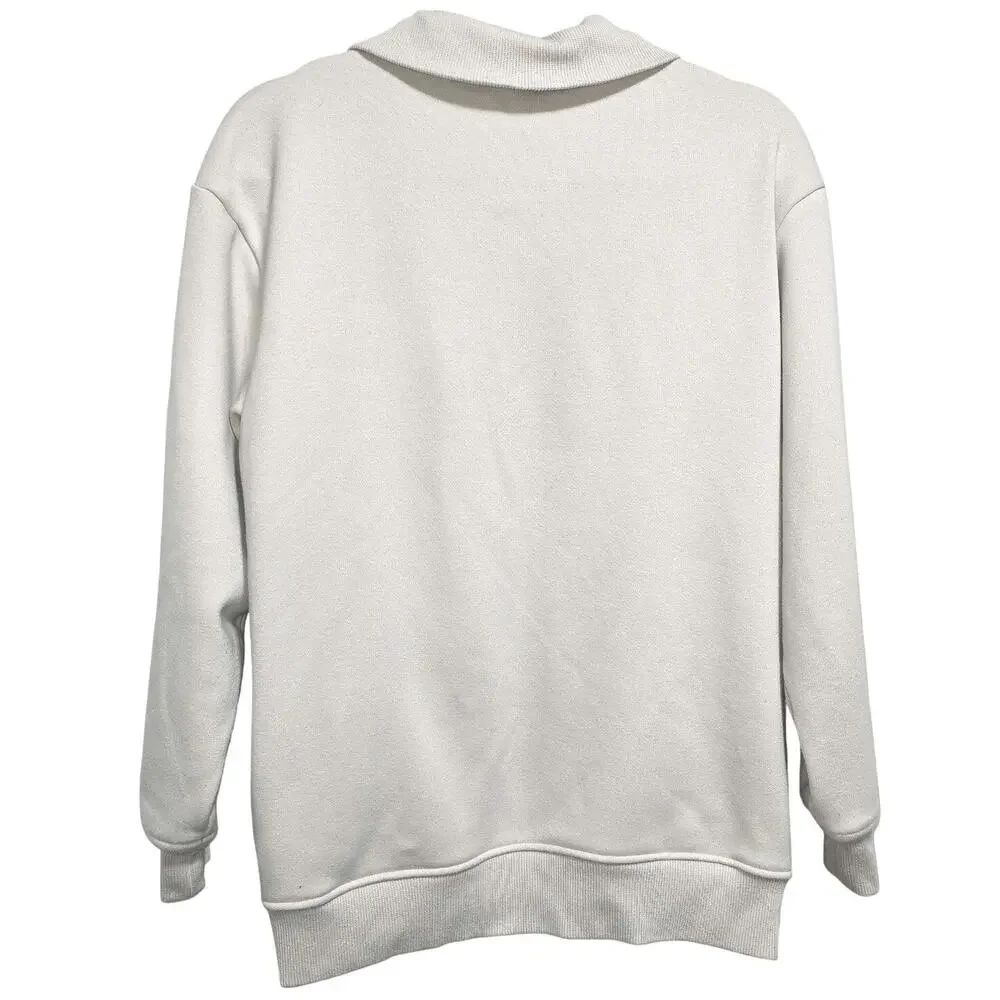 Athleta Retroplush Revive Sweatshirt Womens Small Beige 1/4 Zip Long Sleeve - Picture 4 of 7